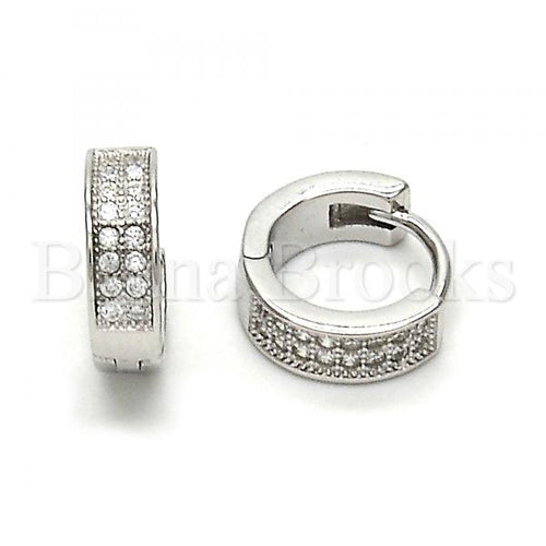 Bruna Brooks Sterling Silver 02.175.0030.10 Huggie Hoop, with White Micro Pave, Polished Finish, Rhodium Tone