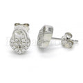 Bruna Brooks Sterling Silver 02.336.0035 Stud Earring, Lock and Heart Design, with White Crystal, Polished Finish, Rhodium Tone