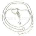 Sterling Silver Fancy Necklace, Heart and Love Design, Rhodium Tone