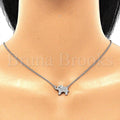 Sterling Silver 04.336.0177.16 Fancy Necklace, Elephant Design, with White Crystal, Polished Finish, Rhodium Tone
