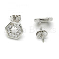 Sterling Silver 02.285.0021 Stud Earring, with White Cubic Zirconia, Polished Finish, Rhodium Tone