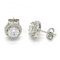 Bruna Brooks Sterling Silver 02.186.0022 Stud Earring, with White Cubic Zirconia, Polished Finish, Rhodium Tone