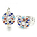 Bruna Brooks Sterling Silver 02.186.0184.12 Huggie Hoop, with Multicolor Cubic Zirconia, Polished Finish, Rhodium Tone