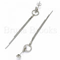 Sterling Silver 02.285.0103 Long Earring, with White Micro Pave, Polished Finish, Rhodium Tone
