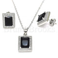 Sterling Silver Earring and Pendant Adult Set, with Cubic Zirconia and Micro Pave, Rhodium Tone