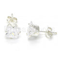 Bruna Brooks Sterling Silver 02.63.2612 Stud Earring, with White Cubic Zirconia, Polished Finish,