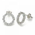 Bruna Brooks Sterling Silver 02.367.0001 Stud Earring, with White Cubic Zirconia, Polished Finish, Rhodium Tone