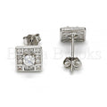 Sterling Silver 02.290.0016 Stud Earring, with White Cubic Zirconia, Polished Finish, Rhodium Tone