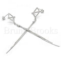 Sterling Silver 02.186.0095 Long Earring, with White Crystal, Polished Finish, Rhodium Tone