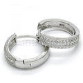 Sterling Silver Huggie Hoop, with Micro Pave, Rhodium Tone
