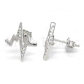 Bruna Brooks Sterling Silver 02.336.0038 Stud Earring, with White Crystal, Polished Finish, Rhodium Tone