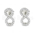 Sterling Silver 02.286.0031 Stud Earring, Infinite Design, with White Crystal, Polished Finish, Rhodium Tone