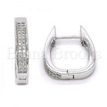 Bruna Brooks Sterling Silver 02.174.0059.15 Huggie Hoop, with White Micro Pave, Polished Finish, Rhodium Tone