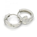 Sterling Silver 02.175.0171.15 Huggie Hoop, with White Micro Pave, Polished Finish, Rhodium Tone