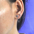 Sterling Silver 02.366.0002 Long Earring, Star Design, with White Cubic Zirconia, Polished Finish, Rhodium Tone