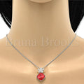 Rhodium Plated Fancy Necklace, Flower and Box Design, with Swarovski Crystals and Cubic Zirconia, Rhodium Tone