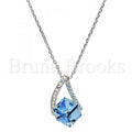 Rhodium Plated Fancy Necklace, with Swarovski Crystals, Rhodium Tone