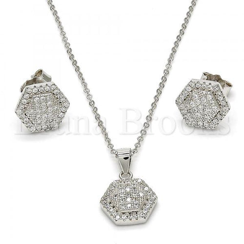 Bruna Brooks Sterling Silver 10.174.0242 Earring and Pendant Adult Set, with White Micro Pave, Polished Finish, Rhodium Tone