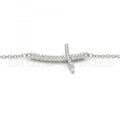 Sterling Silver Fancy Necklace, Cross Design, with Crystal, Rhodium Tone