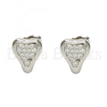 Sterling Silver 02.290.0018 Stud Earring, Heart Design, with White Micro Pave, Polished Finish, Rhodium Tone