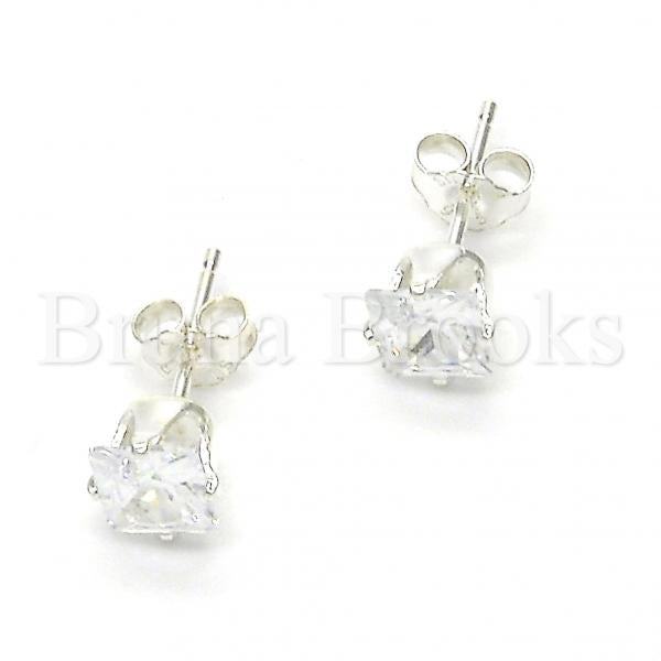 Sterling Silver 02.63.2616 Stud Earring, with White Cubic Zirconia, Polished Finish,