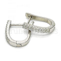 Sterling Silver 02.286.0009.10 Huggie Hoop, with White Cubic Zirconia, Polished Finish, Rhodium Tone