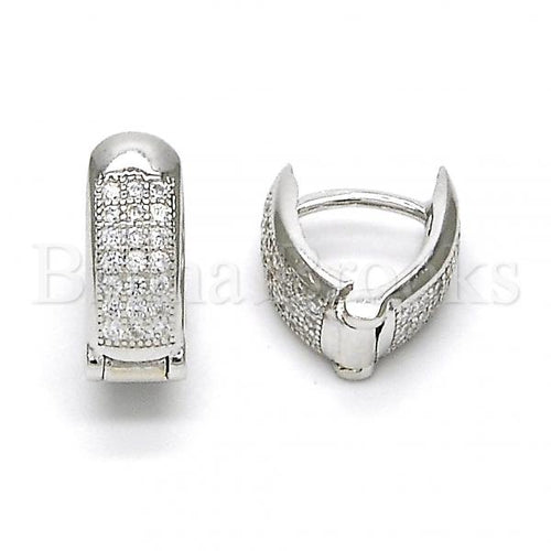 Bruna Brooks Sterling Silver 02.291.0013.10 Huggie Hoop, with White Micro Pave, Polished Finish, Rhodium Tone