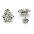 Sterling Silver 02.175.0110 Stud Earring, with White Cubic Zirconia, Polished Finish, Rhodium Tone