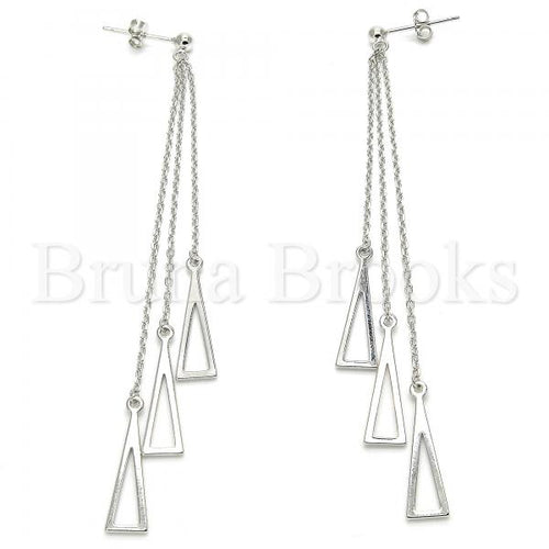 Bruna Brooks Sterling Silver 02.366.0012 Long Earring, Polished Finish, Rhodium Tone