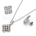 Sterling Silver 10.175.0022 Earring and Pendant Adult Set, with White Cubic Zirconia, Polished Finish, Rhodium Tone