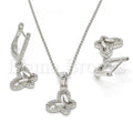 Sterling Silver 10.285.0007 Earring and Pendant Adult Set, Dolphin Design, with White Crystal, Polished Finish, Rhodium Tone