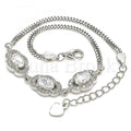 Sterling Silver Fancy Bracelet, with Cubic Zirconia and Micro Pave, Rhodium Tone