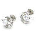 Sterling Silver 02.285.0038 Stud Earring, Heart Design, with White Cubic Zirconia, Polished Finish,