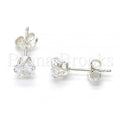Bruna Brooks Sterling Silver 02.63.2615 Stud Earring, with White Cubic Zirconia, Polished Finish,