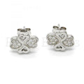 Sterling Silver 02.175.0105 Stud Earring, with White Micro Pave, Polished Finish, Rhodium Tone