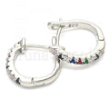Sterling Silver 02.332.0048.15 Huggie Hoop, with Multicolor Crystal, Polished Finish, Rhodium Tone