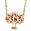 Sterling Silver Fancy Necklace, Tree Design, with Crystal, Rhodium Tone