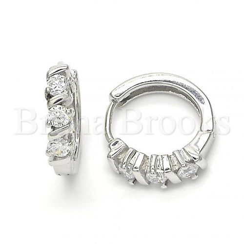 Bruna Brooks Sterling Silver 02.332.0013.15 Huggie Hoop, with White Cubic Zirconia, Polished Finish, Rhodium Tone