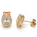 Bruna Brooks Sterling Silver 02.285.0099 Stud Earring, with White Cubic Zirconia, Polished Finish, Rose Gold Tone