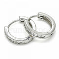 Sterling Silver 02.332.0043.15 Huggie Hoop, with White Cubic Zirconia, Polished Finish, Rhodium Tone