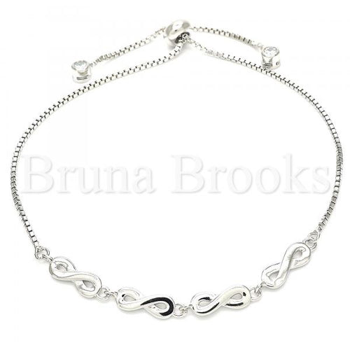 Bruna Brooks Sterling Silver 03.175.0007.11 Fancy Bracelet, Polished Finish, Rhodium Tone