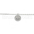 Sterling Silver Fancy Necklace, Smile Design, with Cubic Zirconia, Rhodium Tone