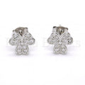 Sterling Silver 02.292.0015 Stud Earring, with White Micro Pave, Polished Finish, Rhodium Tone