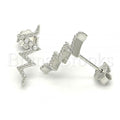 Bruna Brooks Sterling Silver 02.336.0039 Stud Earring, with White Crystal, Polished Finish, Rhodium Tone