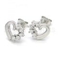 Sterling Silver 02.336.0049 Stud Earring, Heart Design, with White Cubic Zirconia, Polished Finish, Rhodium Tone