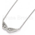 Sterling Silver 04.336.0034.16 Fancy Necklace, with White Crystal, Polished Finish, Rhodium Tone