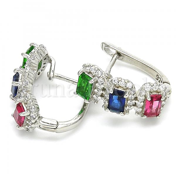 Sterling Silver 02.186.0189.15 Huggie Hoop, with Multicolor Cubic Zirconia, Polished Finish, Rhodium Tone