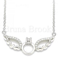 Bruna Brooks Sterling Silver 04.336.0147.16 Fancy Necklace, with White Cubic Zirconia and White Crystal, Polished Finish, Rhodium Tone