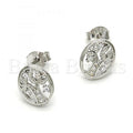 Sterling Silver 02.285.0024 Stud Earring, Tree Design, with White Cubic Zirconia, Polished Finish, Rhodium Tone