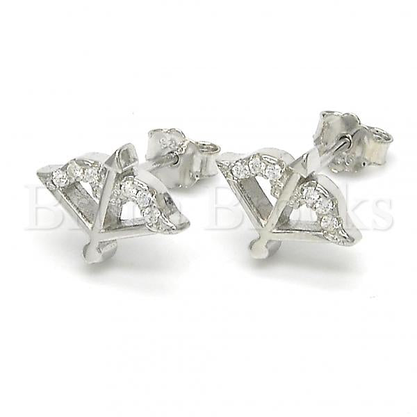 Sterling Silver 02.336.0012 Stud Earring, with White Crystal, Polished Finish, Rhodium Tone